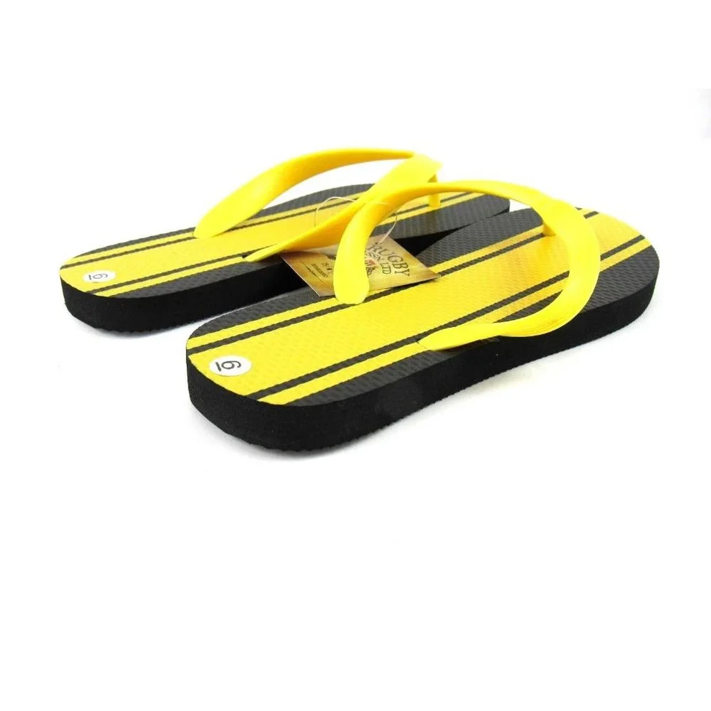 Rugby Assn Women's Thong Sandals Flip-Flops Black/Yellow Size 6 - Picture 4 of 5